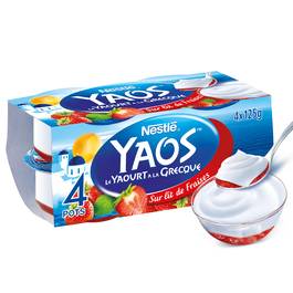 Livraison à domicile Yaos Yaourt à la Grecque sur lit de fraise 4x125g