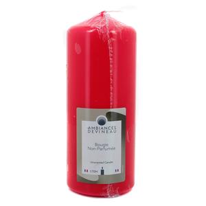 Achat Ambiances Devineau Bougie cylindrique non parfumée Rouge 17 cm