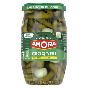 Acheter Amora Cornichons extra fins Croq Vert épices aromates 210g