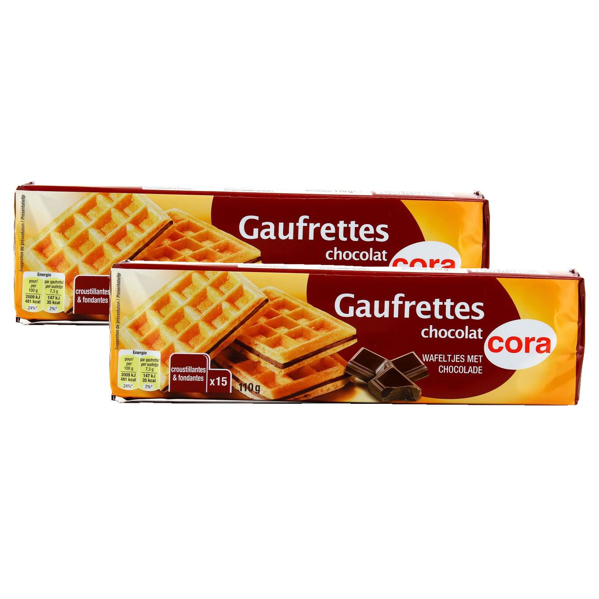 Livraison à domicile Cora Gaufrettes au chocolat 2x15 Lot de 2x110g