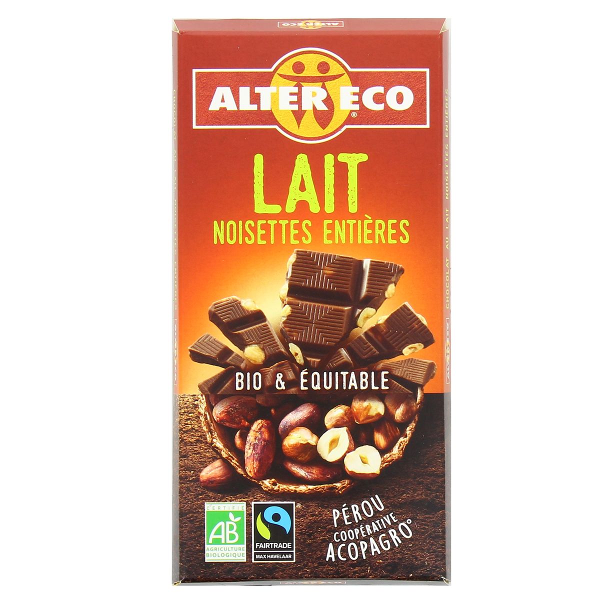 Alter Eco Commerce Equitable Chocolat au lait et noisettes entières bio