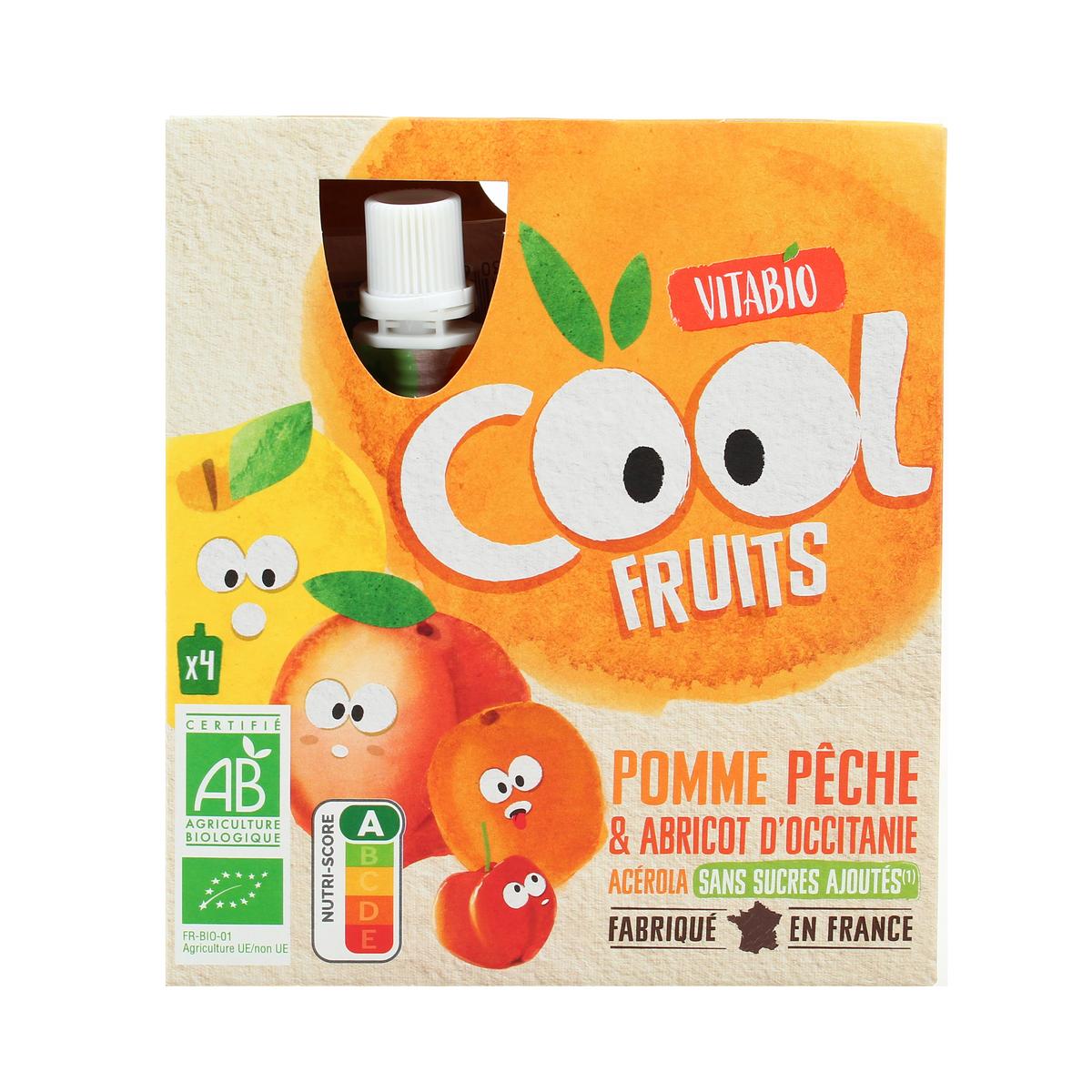 Vitabio Cool Fruits Pomme Pêche Abricot Acérola BIO Purée de