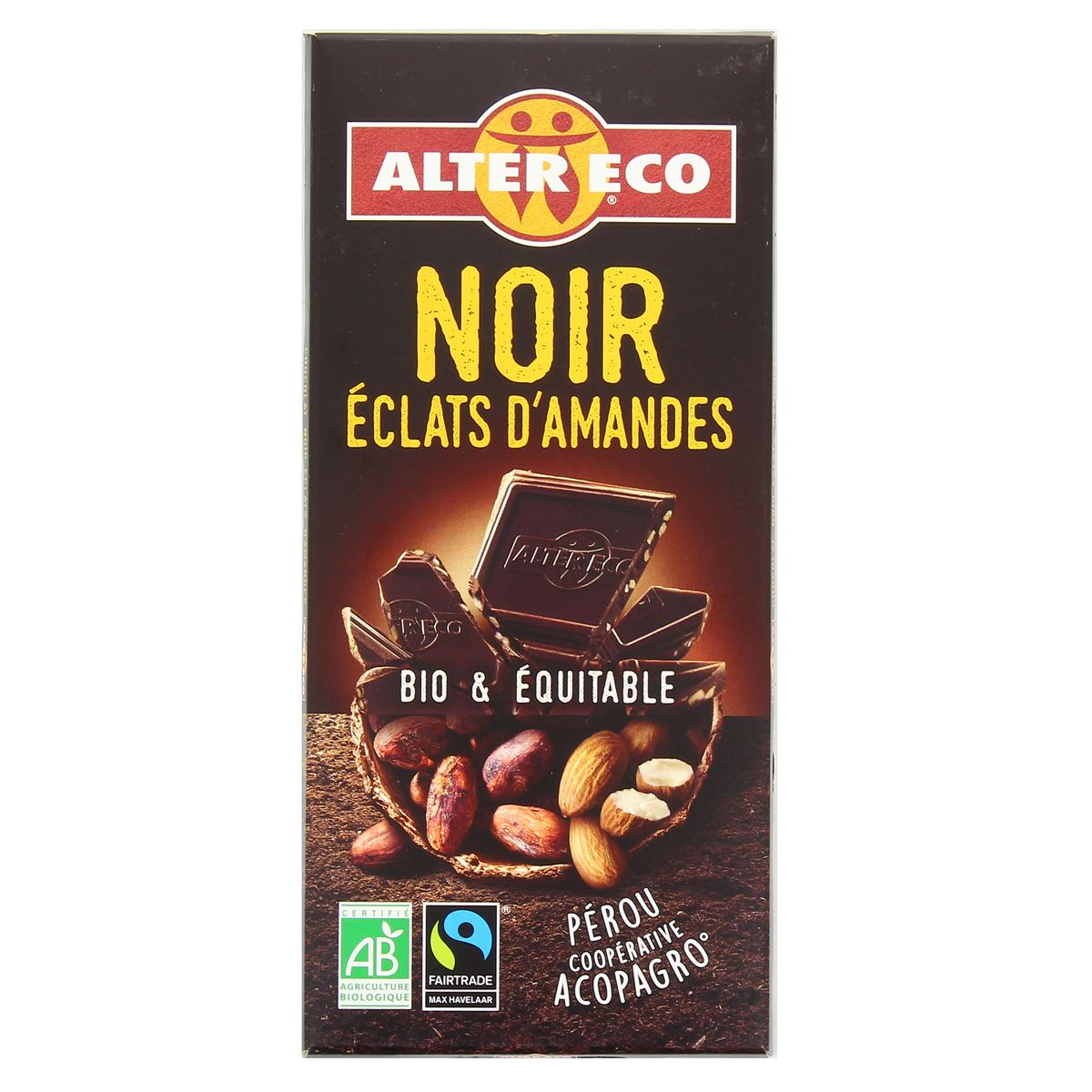 Achat Alter Eco Commerce Equitable Chocolat Noir Clats D Amandes Bio