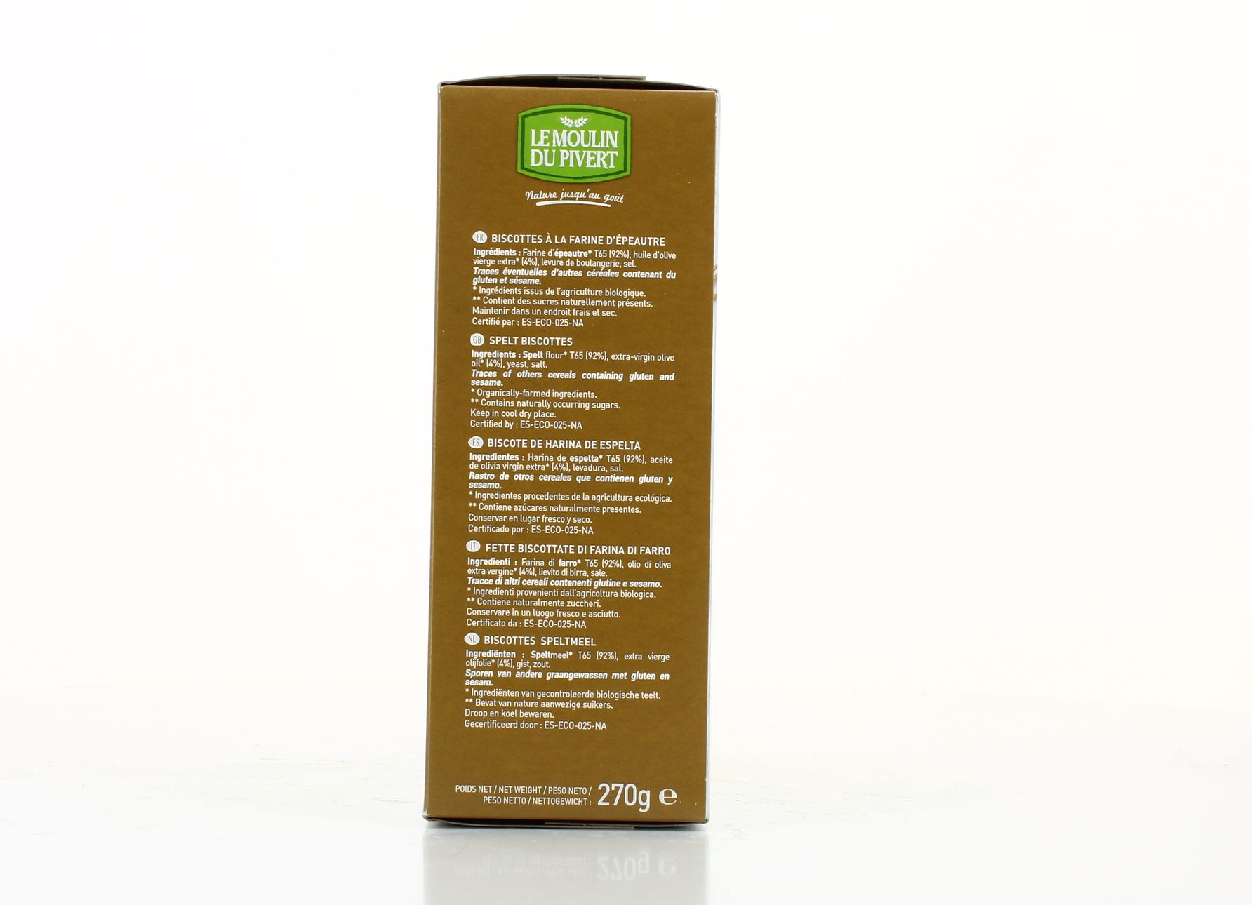 Biscottes Complètes Bio Moulin Des Moines - 270G Sans Huile De Palme Ni Sucres Ajoutés