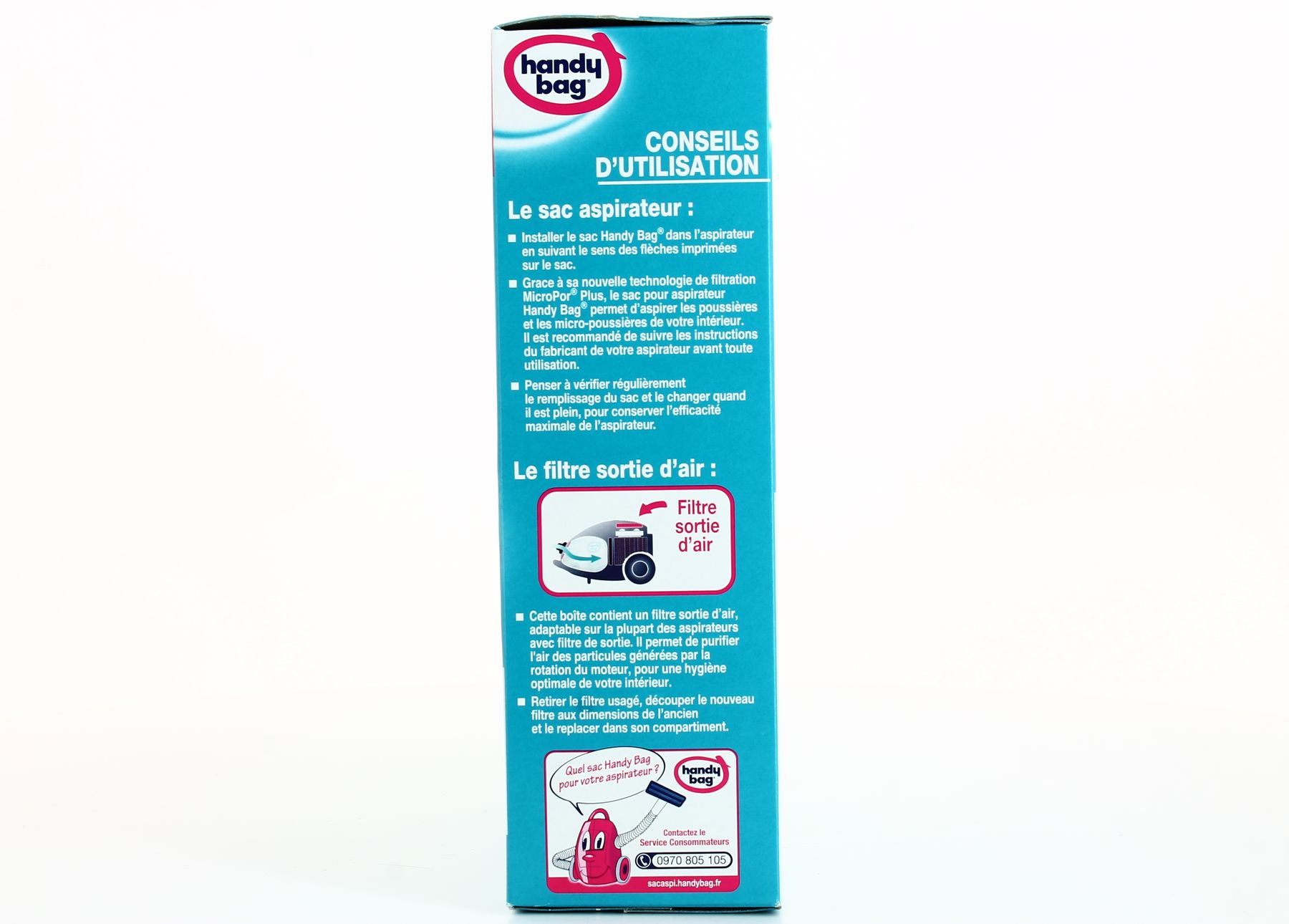 Handy Bag Sacs aspirateur PH86/PH96 x4sacs Compatibles Philips, Electrolux, AEG, Tornado 99,99% des poussières retenues - Fermeture facile - Filtre anti-allergène 60% de matériaux recyclés le lot de 3