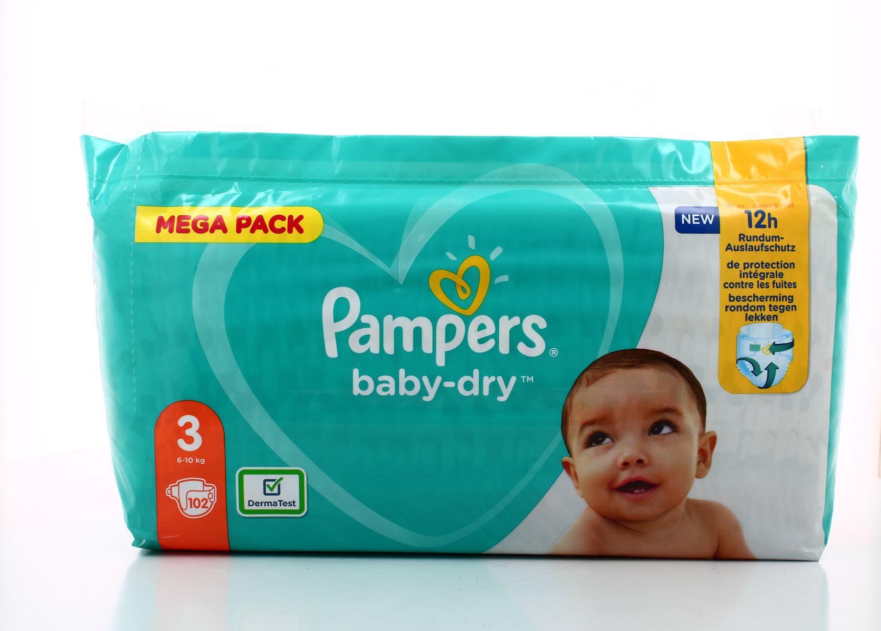 Pampers Baby-Dry, Taille 4, 222 Couches, 9-14kg, A La Rescousse Contre