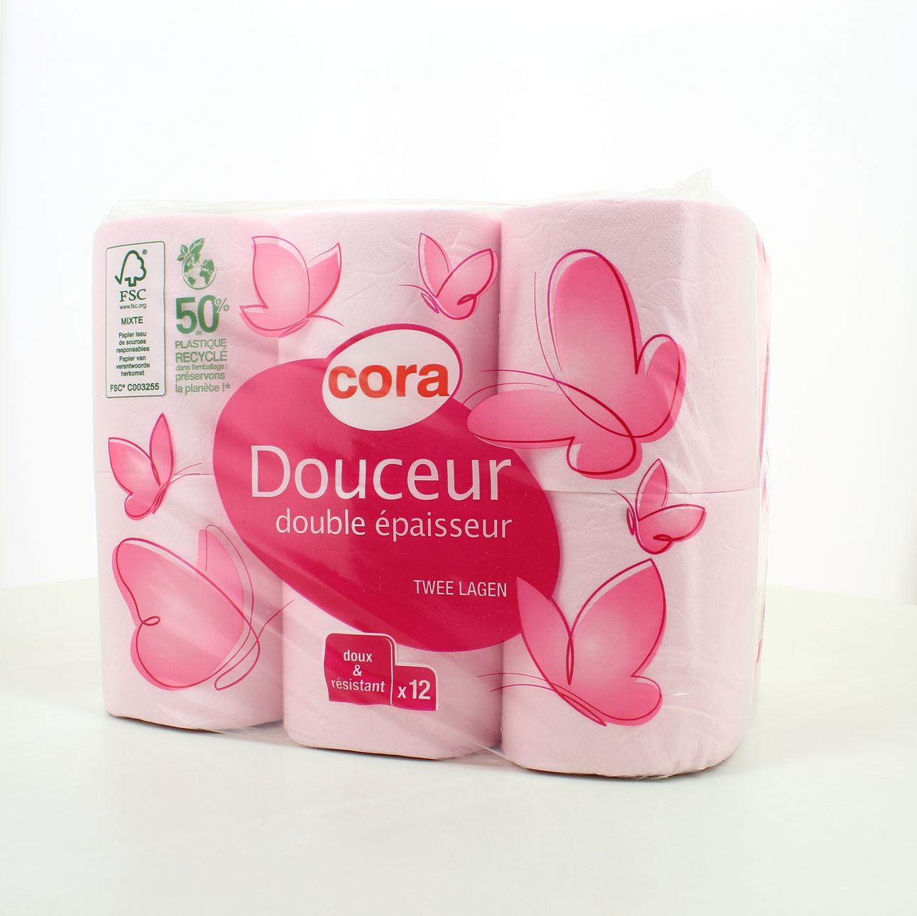 Achat / Vente Cora Papier toilette double paisseur Rose, 12 rouleaux