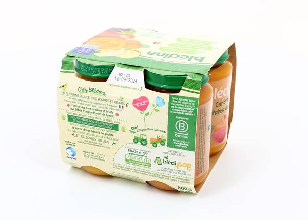Blédina Petits Pots Purée Carottes Choux-fleurs - 70% Ingrédients Français - Dès 6 Mois - Lot De 12 Pots X 200g