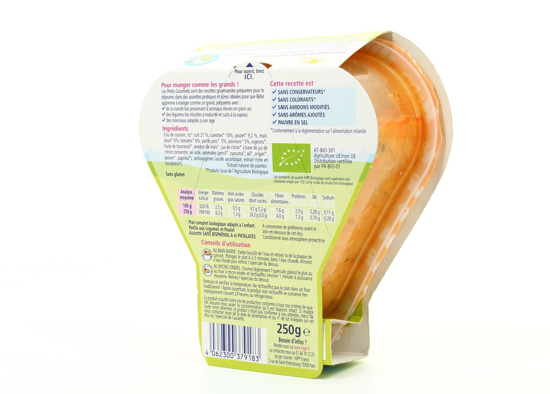 HIPP Biologique - Paëlla Légumes Et Poulet Pour Bébé - 6 Assiettes De 250g - Sans Gluten, Pauvre En Sel
