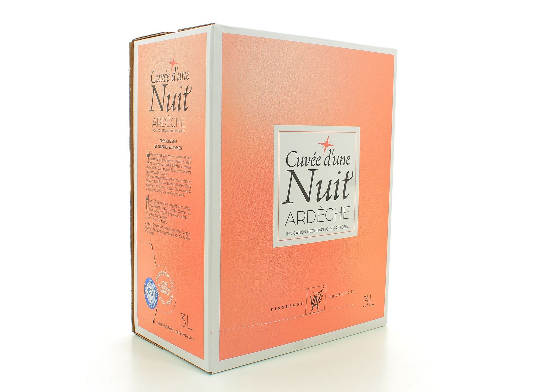 Achat / Vente Ardéche rosé IGP Cuvée d'Une Nuit 13.5, Bag in box 3L