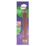 Cora Crayons Graphite 2H, 3  crayons