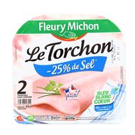 Fleury Michon Jambon Le Torchon -25 % de sel, 2 tranches - 80g