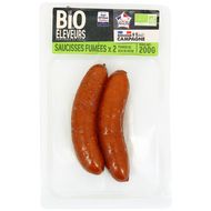 Bonjour Campagne Saucisse Fumée Bio, 200g, 2 saucisses