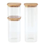 Pebbly Set de 3 boîtes de conservation carrées en verre, 3 pièces