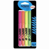 Cora Surligneurs couleurs assorties, 4  surligneurs