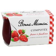 Bonne Maman Compotée fraises et framboises fleur de sureau, 2x130g