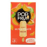 Pop' Fruit Bâtonnets glacés sorbet Melon, 4 bâtonnets - 280g