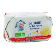 Grandeur nature Beurre bio de baratte 1/2 Sel, 250g
