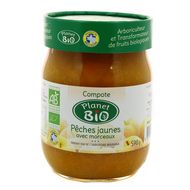 Planet Bio Compote de pêches jaunes bio, 590g