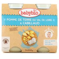 Babybio Pommes de terre du Val de Loire et Cabillaud Bio Pot Bébé Dès 6 mois, 2x200g