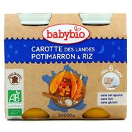 Babybio Carottes des Landes Potimarron Riz Bio Pots Bébé dès 6 mois, 2x200g