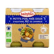 Babybio Petit pois maïs riz bio Pots Bébé dès 6 mois, 2x200g