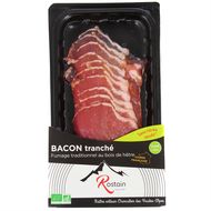 Bacon bio fumé au bois de hêtre 100g Rostain