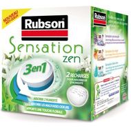 Rubson Absorbeur d'humidité- Recharges sensation power tabs 3 en 1 jasmin, 2 tabs