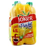 Joker Pur jus d'orange sans pulpe, 4x1L