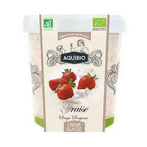 Acheter Aquibio Creme Glacee Fraise Artisanale Bio 500ml Pot De 300g