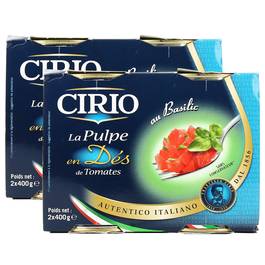 La pulpe en dés de tomates au Basilic, Lot de 2 paquets de 2x La pulpe en dés de tomates au Basilic, Lot de 2 paquets de 2x,CIRIO,2x