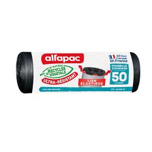 Carton 390 Sacs-Poubelle 50L Lien Coulissant – Ultra Résistants & Étanches – Fabriqués En France – Recyclé