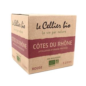 Acheter Côtes du Rhône rouge AOP Le Cellier Bio 13.6°, Bag in box 3L