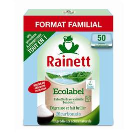 Tablettes tout en 1 bicarbonate , 50 tablettes Tablettes tout en 1 bicarbonate , 50 tablettes,RAINETT,