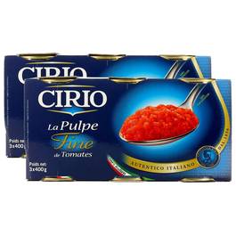 La pulpe fine de tomates, Lot de 2 paquets de 3x La pulpe fine de tomates, Lot de 2 paquets de 3x,CIRIO,3x