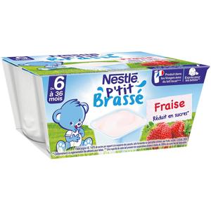 Nestlé - P'tit Brassé Dessert Lacté Mini Nature Bio Coupelle Bébé