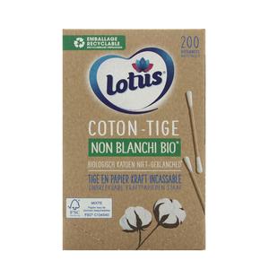 Lotus Cotons-Tiges En Papier Et Coton Non-Blanchi Bio - Boîte 200 Bâtonnets