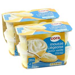 Mousse à la liégeoise vanille, Lot de 2 packs de 4x Mousse à la liégeoise vanille, Lot de 2 packs de 4x,CORA,8 pots