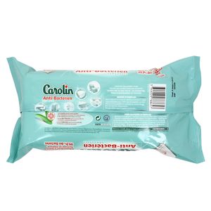 Carolin Lingettes extra larges Anti-Bactérien sans javel, 80 lingettes