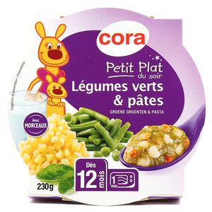 Petit Repas Du Soir Legumes Verts Et Pates Des 12 Mois Cora 230g Shoptimise