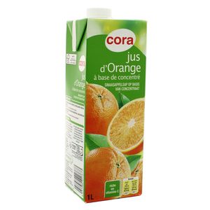 Livraison à domicile Cora Pur jus d'orange, bouteille en verre, 1L