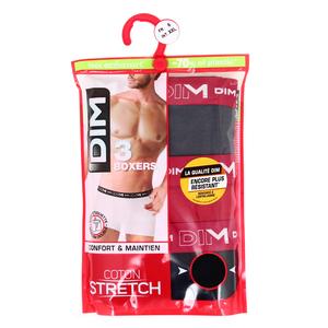 Boxers Homme - DIM - Coton Stretch - Lot de 3 - Noir/Gris/Rouge - Prêt-à-Porter