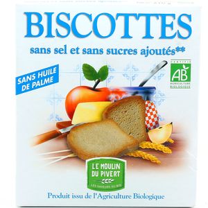 Biscottes Sans Sel et Sans Sucres Ajoutés Biscottes Sans Sel et Sans Sucres Ajoutés,LE MOULIN DU PIVERT,270g