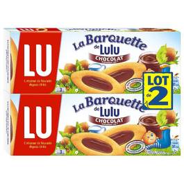 Biscuits barquette chocolat noisette Lulu LU 120g sur