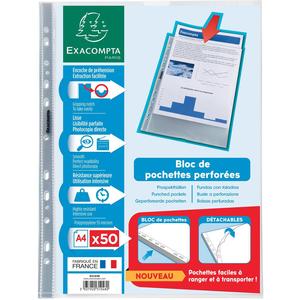 50 pochettes perforées lisse Exacompta - Pochettes Exacompta