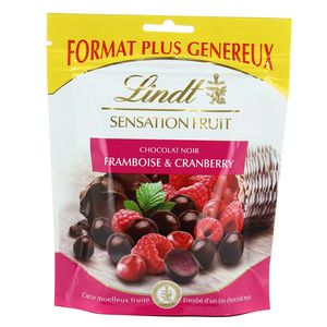 Achat Lindt Sensation fruit chocolat noir framboise & cranberry, 160g