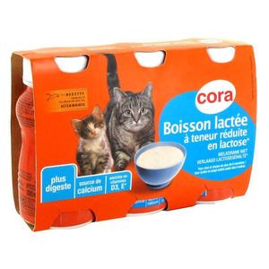 Achat / Vente Cora Boisson lactée pour chat réduite en lactose, 3x20cl