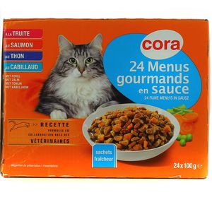 Livraison A Domicile Cora Menus Gourmands En Sauce Pour Chat 24x100g