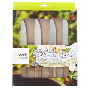 Point virgule Set de 4 couteaux à steak jumbo avec poignée en bois d'acacia