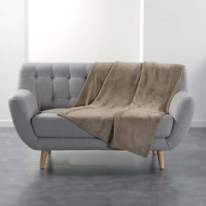 Plaid Polaire Taupe 125x150cm - Doux Et Chaud, Décoration Intérieur | Couverture Salon Canapé